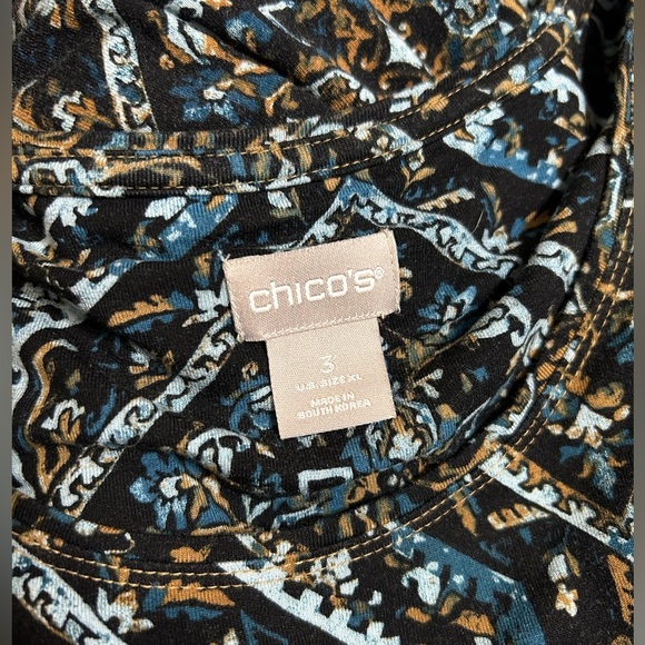 Chicos Bohemian Floral Geometric Block Layering Long Sleeve Tee Shirt - Picture 5 of 8